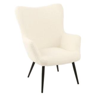 Fotel, buklé szövet, krémszínű, fekete fém lábakkal - BOBLY kép