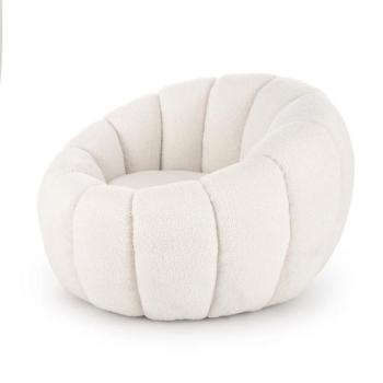 Fotel, buklé szövet, krémszínű - RONDO kép