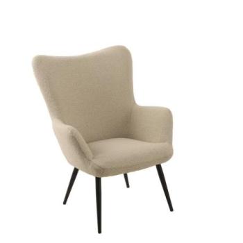 Fotel, buklé szövet, világos szürke, fekete fém lábakkal - BOBLY kép