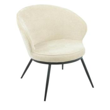 Fotel, kerek, szövet, bézs, fekete fém lábakkal - RONDOU kép