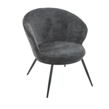 Fotel, kerek, szövet, sötétszürke, fekete fém lábakkal - RONDOU kép