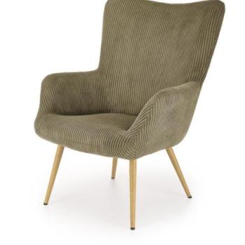 Fotel, kordbársony, olivazöld, fa lábakkal - BOYAR kép