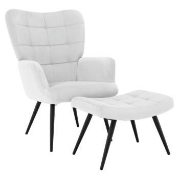 Fotel lábtartóval, világos szürke Velvet szövet/fekete, HABEN kép