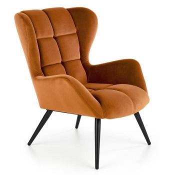 Fotel, steppelt, bársony - fém, barna - fekete - NAVY kép