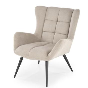 Fotel, steppelt, szövet, bézs, fekete fém lábakkal - BONTON kép