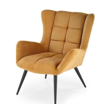 Fotel, steppelt, szövet, mustársárga, fekete fém lábakkal - BONTON kép