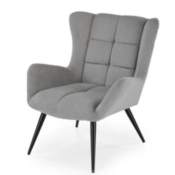 Fotel, steppelt, szövet, szürke fekete fém lábakkal - BONTON kép