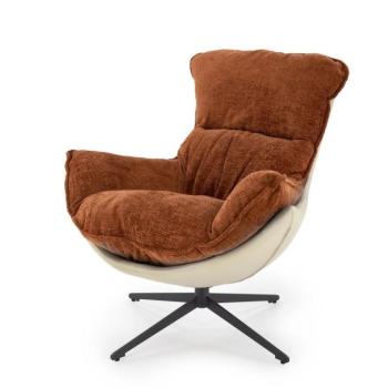 Fotel, szövet - bőr - fém, barna - fekete - HUGO kép