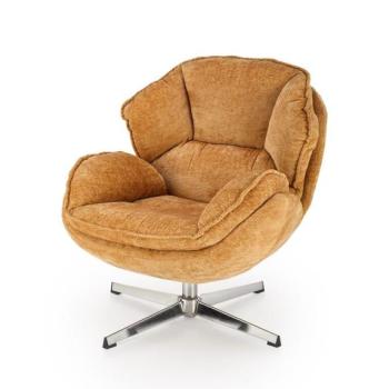 Fotel, szövet, mustársárga, fém lábbal - BOS kép