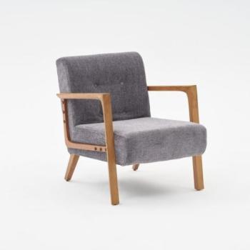 Fotel, szürke, poliészter, fa lábakkal kép