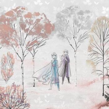 Frozen Elsa és Anna a téli erdőben tapéta, 400x280 cm, kék - lila - rózsaszín - PRINCESSE kép