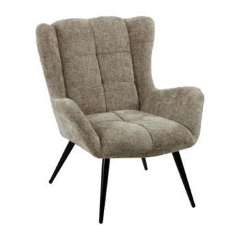 Fülesfotel, szövet, szürke, fekete fém lábakkal - COZYNI kép