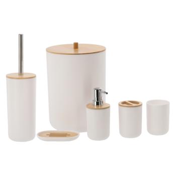 Fürdőszobai tartozékkészlet, 6 részes, fehér/természetes, KATREL kép