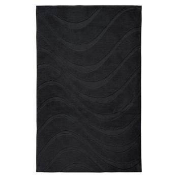 Fürdőszobaszőnyeg, hullámvonalakkal mintázott, fekete, poliészter, 40x60 cm - SERAPHINE kép