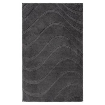 Fürdőszobaszőnyeg, hullámvonalakkal mintázott, sötétszürke, poliészter, 67x110 cm - SERAPHINE kép