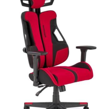 Gamer szék, állítható, megdönthető, szövet - fém - műanyag, piros - fekete - ET kép