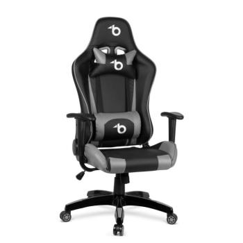 Gamer szék – derékpárnával, fejpárnával – szürke kép