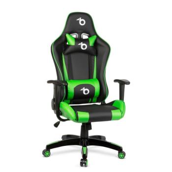 Gamer szék – derékpárnával, fejpárnával – zöld kép