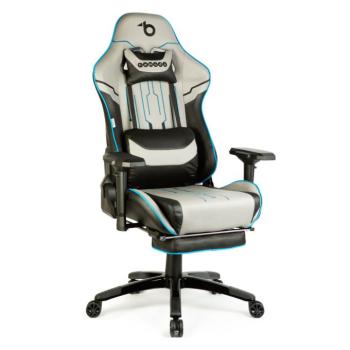 Gamer szék párnával – szürke/fekete/kék – 84 x 52 / 48 x 50 cm kép