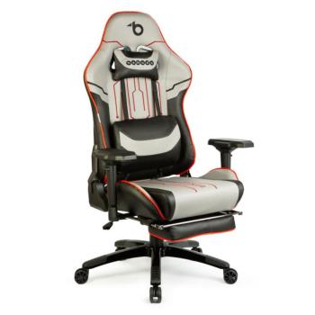 Gamer szék párnával – szürke/fekete/piros- 84 x 52 / 48 x 50 cm kép