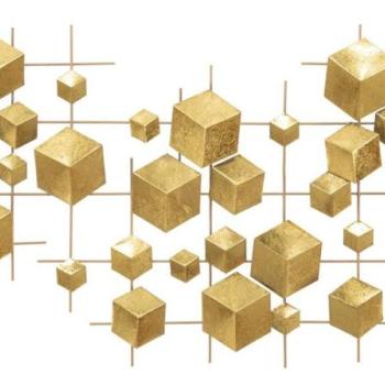 Geometrikus fali dekoráció, kockák arany - CUBISME kép