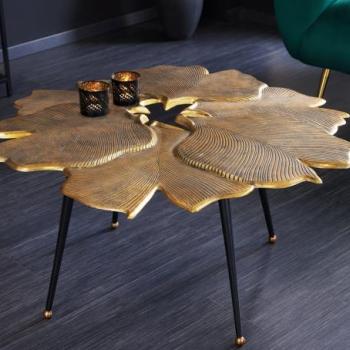 GINKGO LEAFS arany alumínium dohányzóasztal 95cm kép