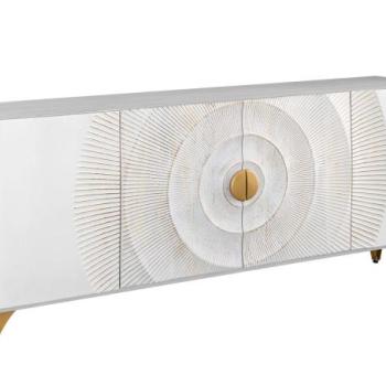 GOLDEN SUNSET fehér mangófa tálalószekrény kép