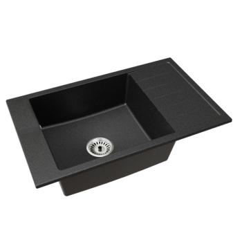 Gránit mosogató szifonnal és csepegtető felülettel, univerzális, grafit, 79,5x48, LUSIN kép