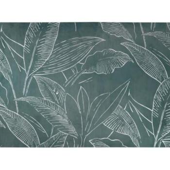 Gumiszőnyeg, levélmintás, zöld - fehér, 80x150 cm - CALGARY kép