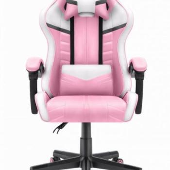 Gyerek gamer szék HC-1004 - rózsaszín-fehér kép