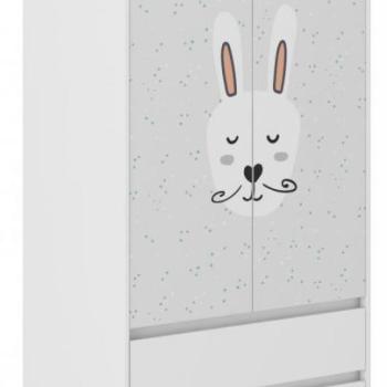 Gyerek gardróbszekrény Bajszos nyuszi 180 x 55 x 90 cm kép