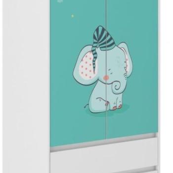 Gyerek gardróbszekrény Cuki elefánt 180 x 55 x 90 cm kép