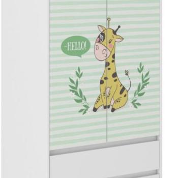 Gyerek gardróbszekrény Cuki zsiráf 180 x 55 x 90 cm kép