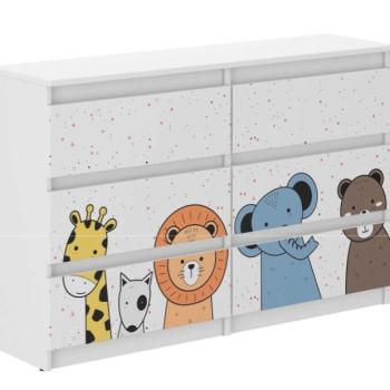 Gyerek komód 77 x 30 x 140 cm - Állatkerti állatok kép