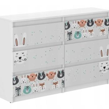 Gyerek komód 77 x 30 x 140 cm - Erdei állatok kép