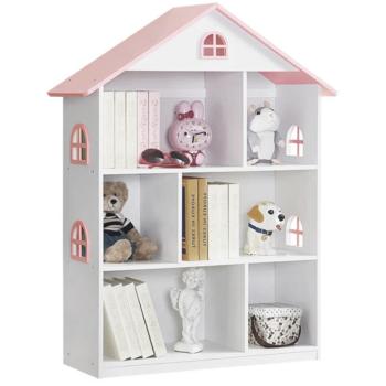 Gyerek könyvespolc, fehér/rózsaszín, MAISON TYP 1 kép