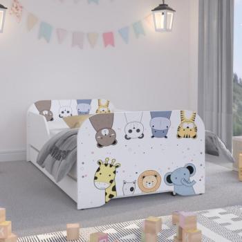 Gyerekágy ágyneműtartóval 140 x 70 cm - Állatkerti állatok kép