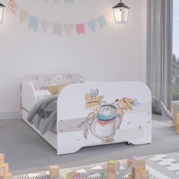 Gyerekágy ágyneműtartóval 140 x 70 cm - Indián maci és a barátai kép