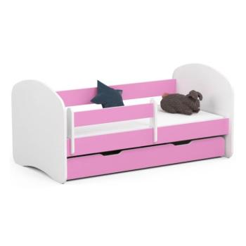 Gyerekágy ágyneműtartóval + matrac - Akord Furniture Smile - 140 x 70 cm - pink / fehér kép