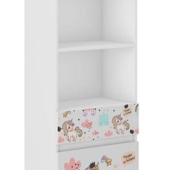 Gyermek játékpolc szivárványos egyszarvú motívummal 180x33x60 cm kép