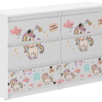 Gyermek komód szivárványos egyszarvú motívummal 77x30x120 cm kép