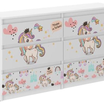 Gyermek komód szivárványos egyszarvú motívummal 77x30x140 cm kép