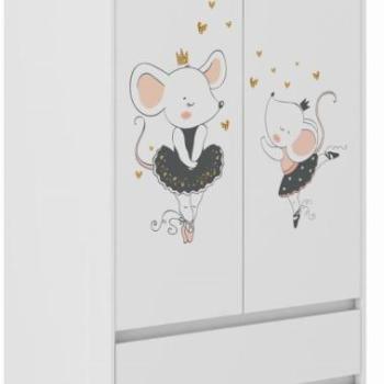 Gyermek ruhásszekrény egér mintával – 180 × 55 × 90 cm kép
