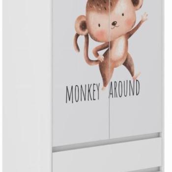 Gyermek ruhásszekrény majom mintával 180x55x90 cm kép