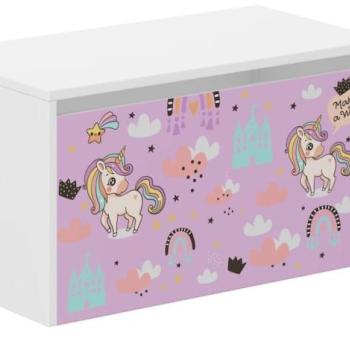 Gyermek tárolódoboz rózsaszín egyszarvú mintával – 40 × 40 × 69 cm kép