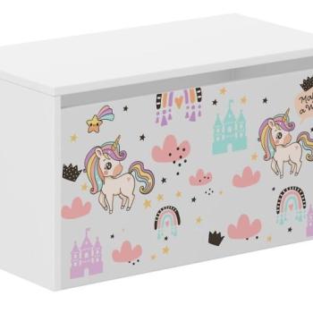 Gyermek tárolódoboz szivárványos egyszarvú mintával – 40 × 40 × 69 cm kép