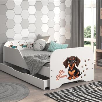 Gyermekágy 140 × 70 cm matraccal és ráccsal – bátor tacskó minta kép