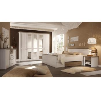 Hálószoba bútor készlet (ágy, 2 éjjeliszekrény, szekrény), pínia fehér/ tölgy sonoma trufla, LUMERA kép