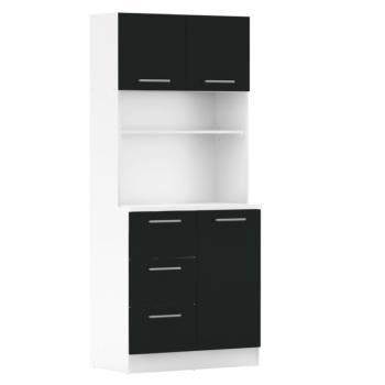 Háromajtós szekrény, fehér/fekete, LASET NEW kép