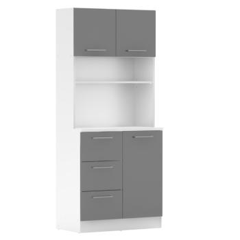 Háromajtós szekrény, fehér/grafit, LASET NEW kép